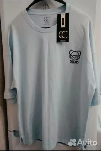 Голубая футболка с принтом ZERO Hug Given, размер L - Мужская одежда в Люберцы