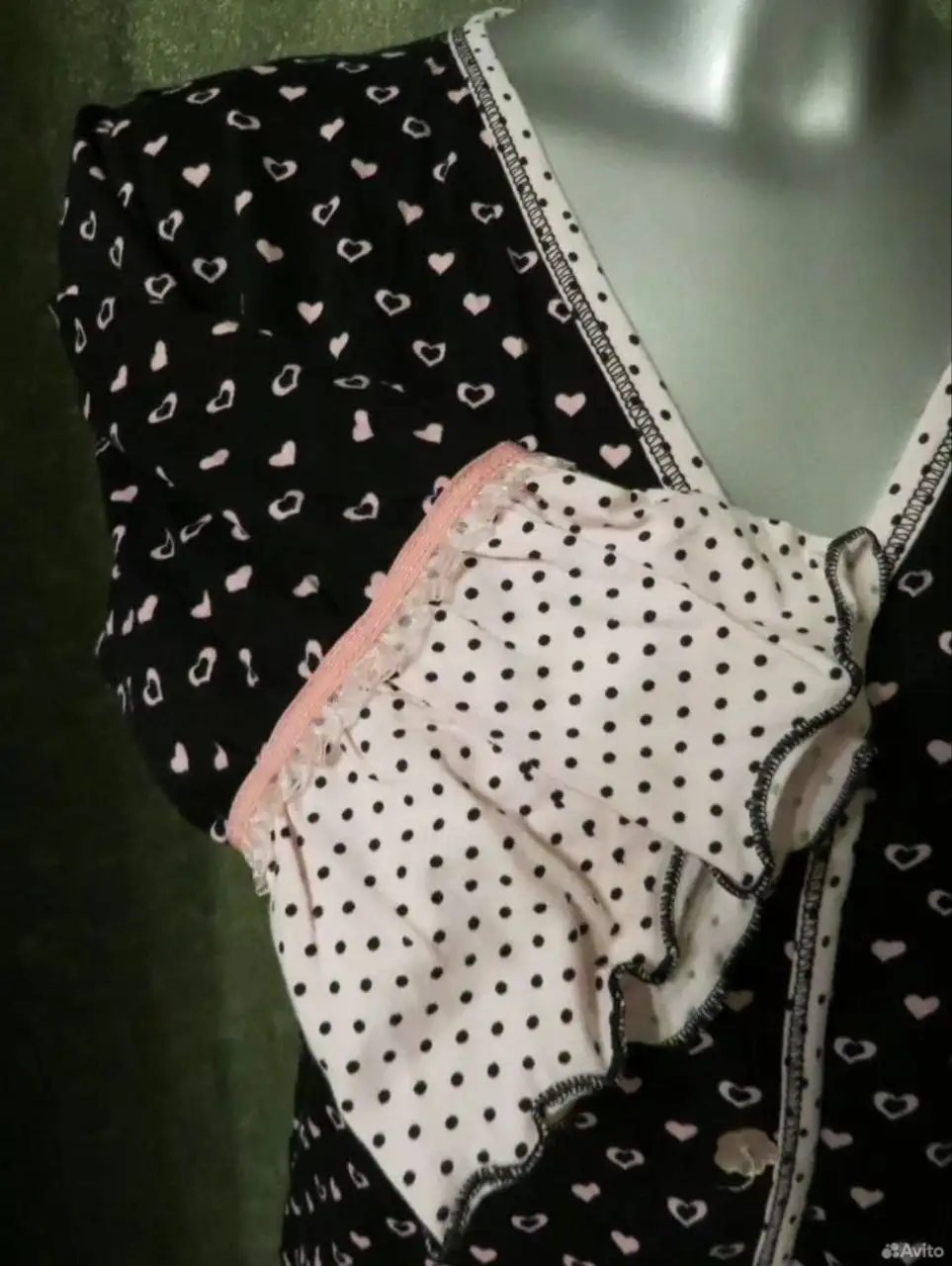 Женский халат на пуговицах с розовыми рюшами в горошек, размер 44 - Женская одежда (Одежда) в Люберцы