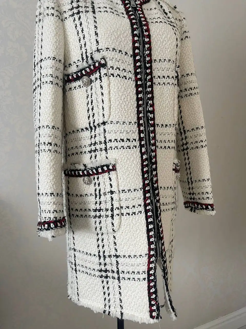 Твидовое полупальто-пиджак Zara в стиле Chanel - Верхняя одежда (Одежда) в Некрасовка