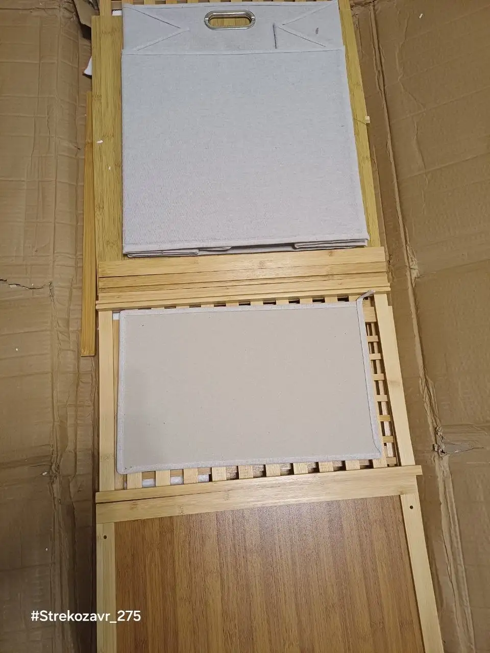 Новый стеллаж/этажерка для ванной из бамбука с корзиной для белья - Мебель для ванной (Для дома и дачи) в Люберцы