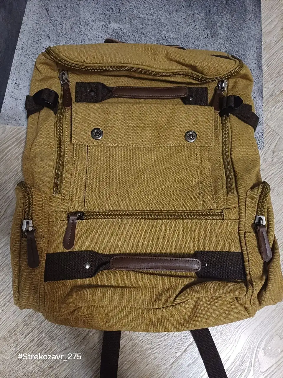 Новый мужской рюкзак из холщовой ткани с элементами кожи - Рюкзаки (Барахолка) в Люберцы