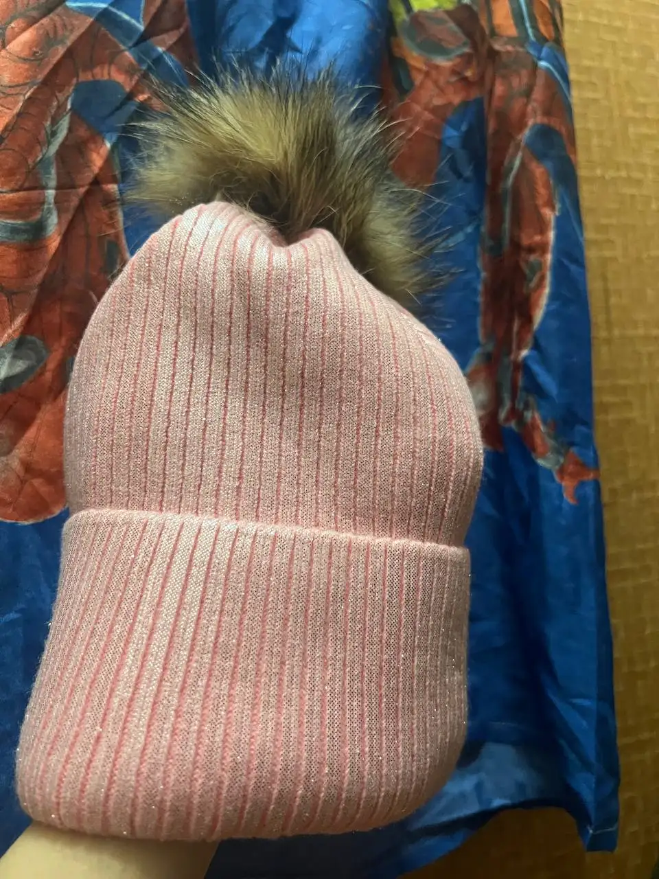 Шапка с переливом и съемным помпоном - Головные уборы (Одежда) в Люберцы