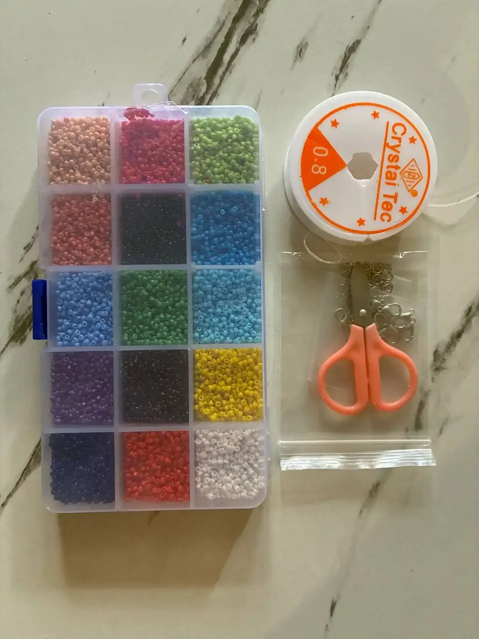Набор для рукоделия: бисер, леска и ножницы - Рукоделие (Хобби и отдых) в Некрасовка, Люберцы