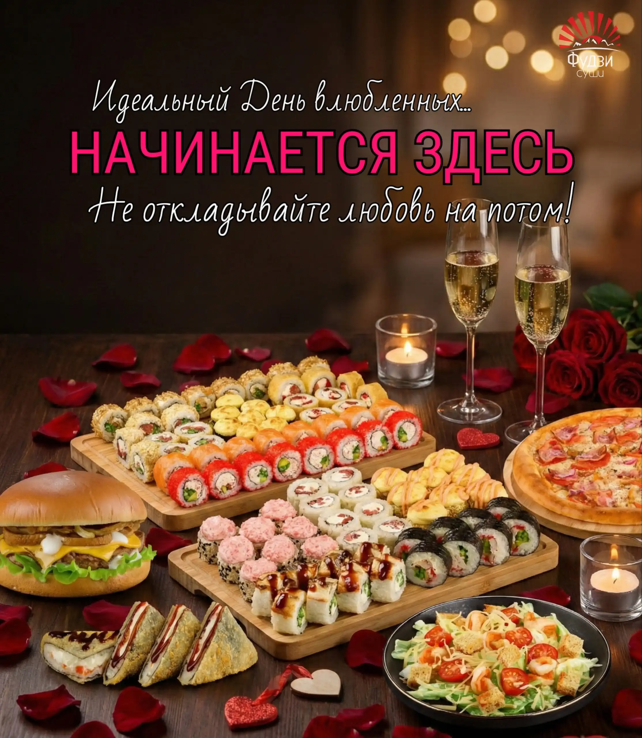 Предзаказ на ужин ко Дню Святого Валентина - Доставка еды (Услуги) в Барнаул