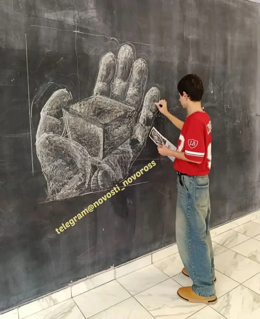 Меловое панно к акции памяти блокады Ленинграда в школе Новороссийска - частное объявление в Новороссийск