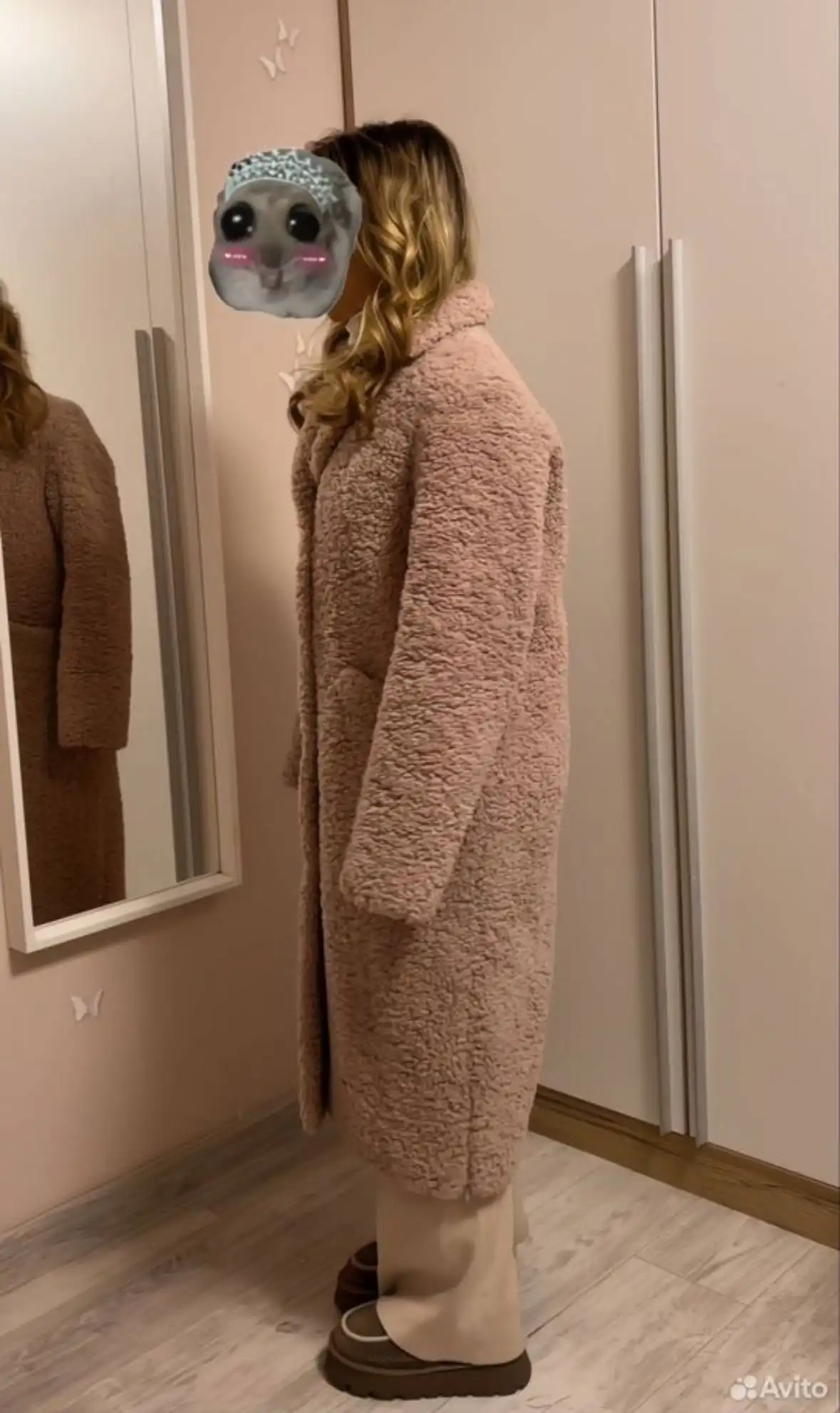 Продажа розовой шубы тедди из шерсти альпаки