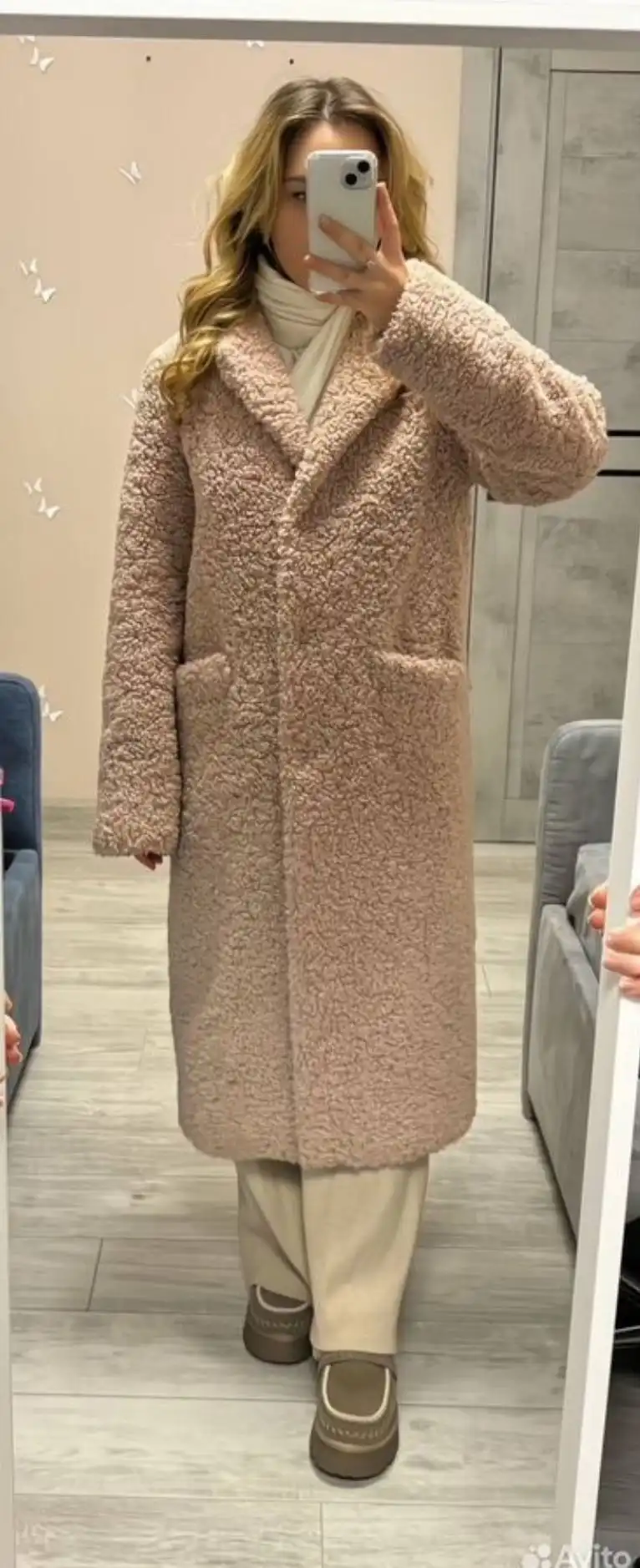 Продажа шубы тедди розового цвета из шерсти альпаки