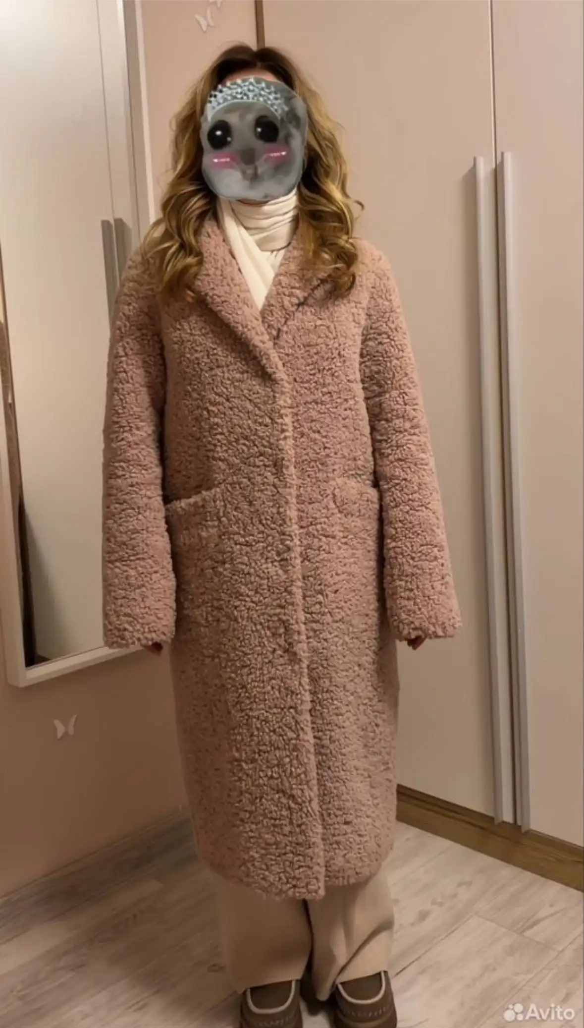 Продажа шубы тедди розового цвета из шерсти альпаки