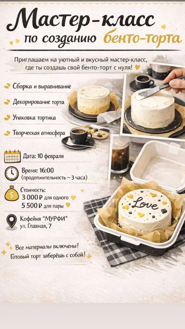 Мастер-класс по сборке бенто-торта в кофейне Мурфи - Мастер-класс (Услуги) в Балашиха