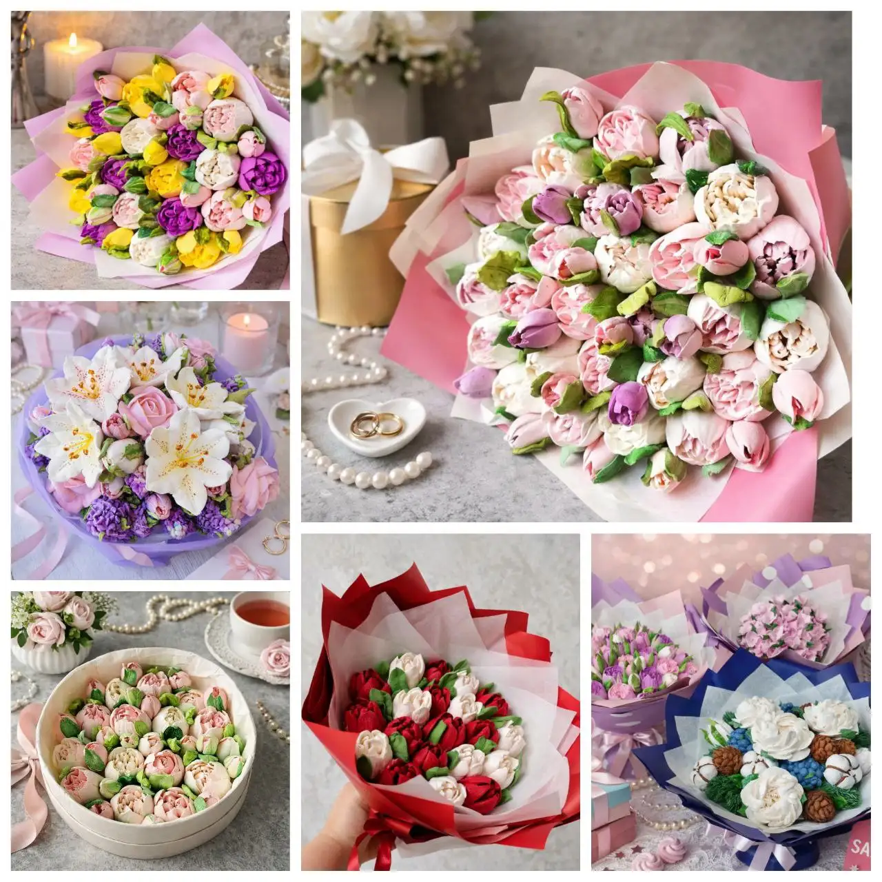 Букеты и наборы с зефирными цветами ручной работы к 8 марта - Барахолка в Балашиха