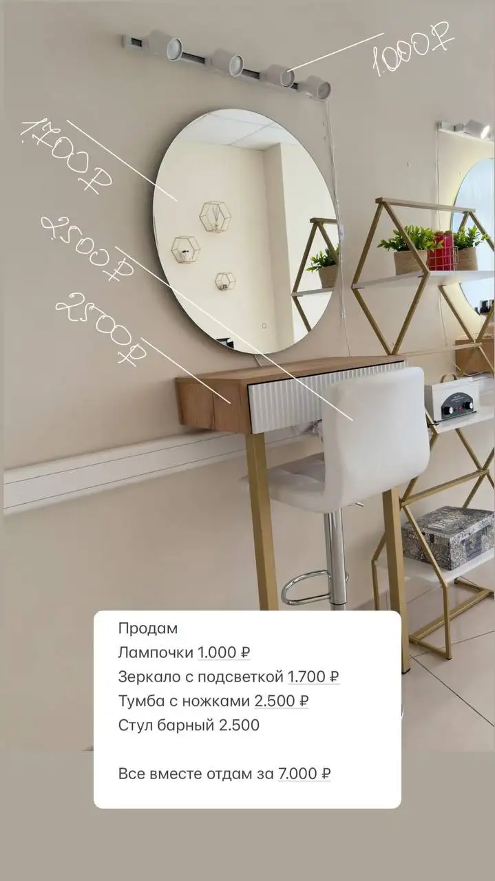 Продажа лампочек, зеркала, тумбы, стульев и бара - Барахолка в Барнаул