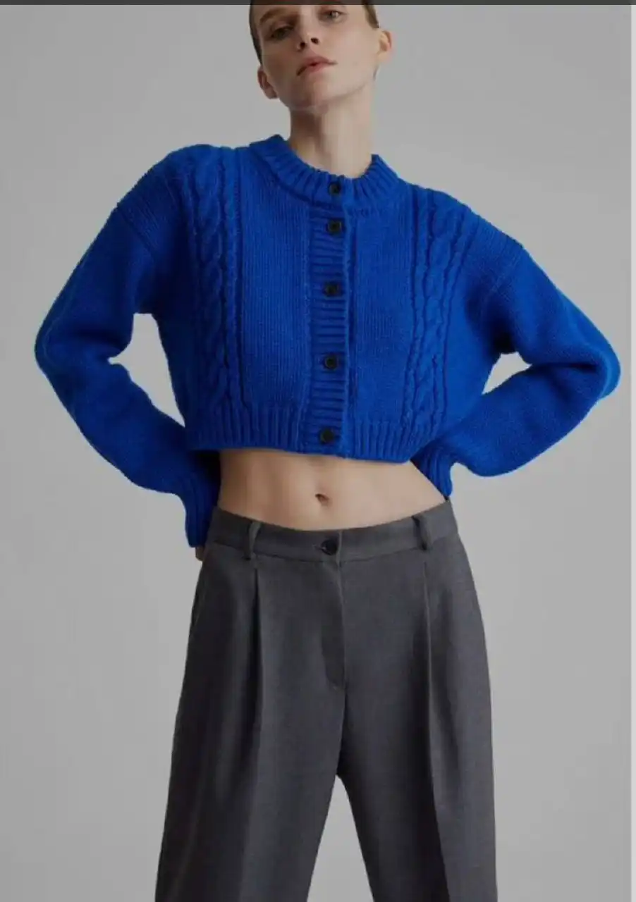 Укороченный вязаный кардиган Aimclo синий