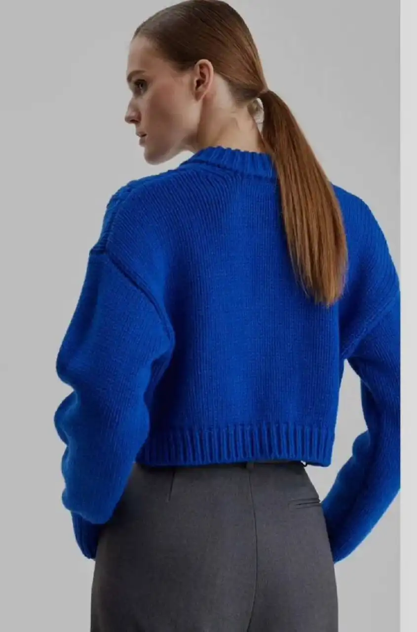 Укороченный вязаный кардиган Aimclo синий