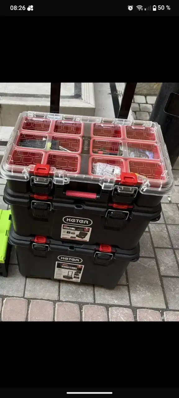 Набор ящиков Keter Stack's System на колёсной базе