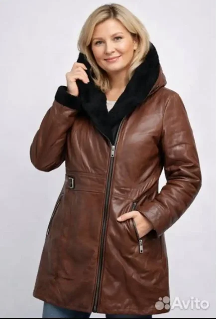 Женская дубленка из натуральной кожи, размер L/XL - Обувь и аксессуары в Санкт-Петербург