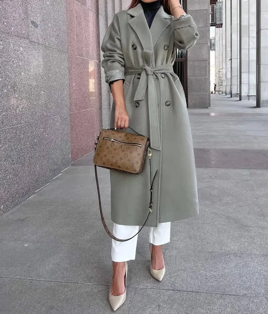 Пальто демисезон оливкового цвета размер S/M - Одежда в Санкт-Петербург