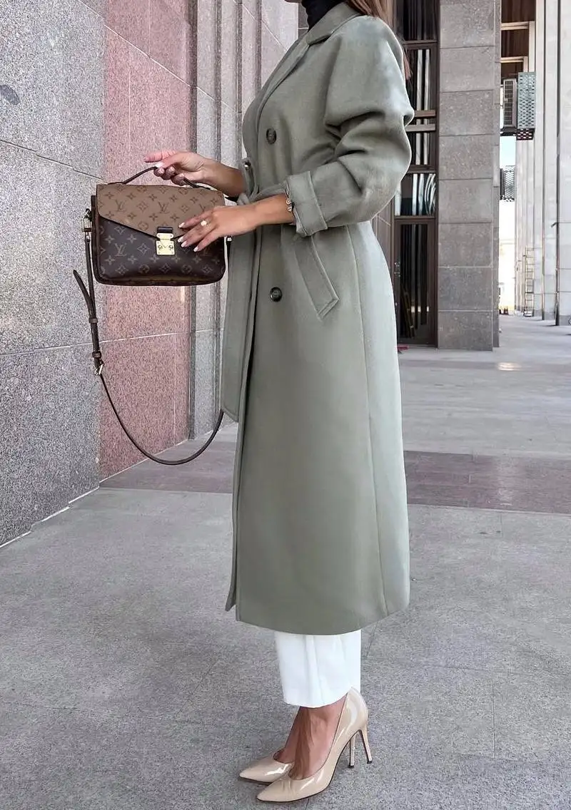 Пальто демисезон оливкового цвета размер S/M - Верхняя одежда (Одежда) в Санкт-Петербург