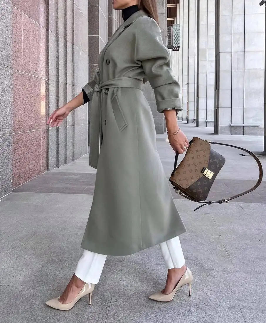 Пальто демисезон оливкового цвета размер S/M - Верхняя одежда (Одежда) в Санкт-Петербург