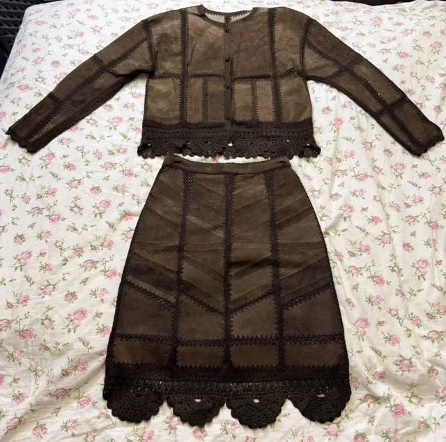 Винтажный редкий костюм из пиджака и юбки с кружевом - Винтажная одежда в Санкт-Петербург