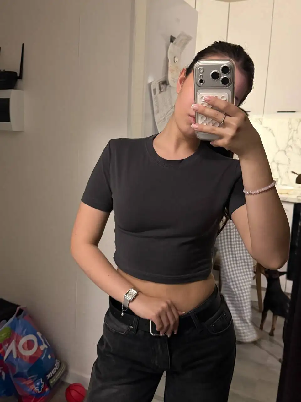 Топик темно-серый размер S - Женская одежда (Одежда) в Санкт-Петербург