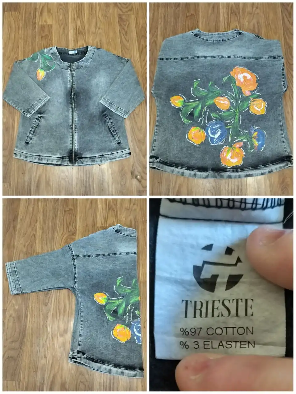 Джинсовая куртка с вышивкой размер L/XL