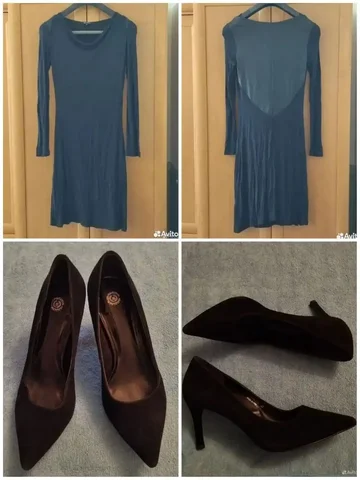 Чёрное платье и замшевые туфли - Одежда в Новосибирск