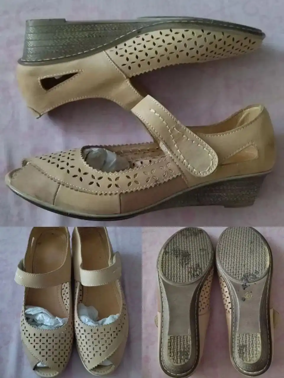 Босоножки на танкетке 4 см, размер 39, натуральная кожа - Обувь (Одежда) в Новосибирск