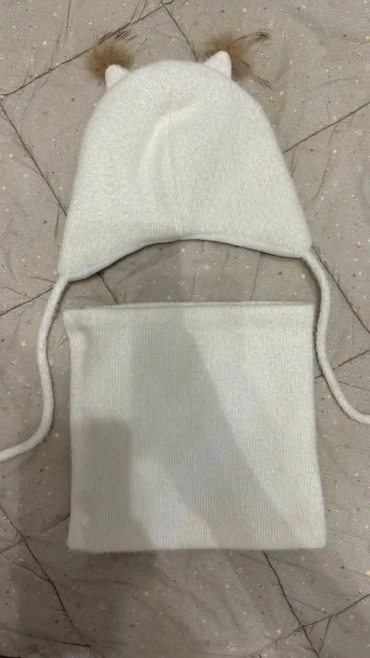 Комплект шапка и снуд из альпаки для девочки