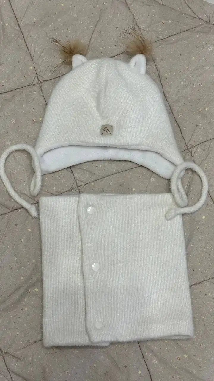 Комплект шапка и снуд из альпаки для девочки