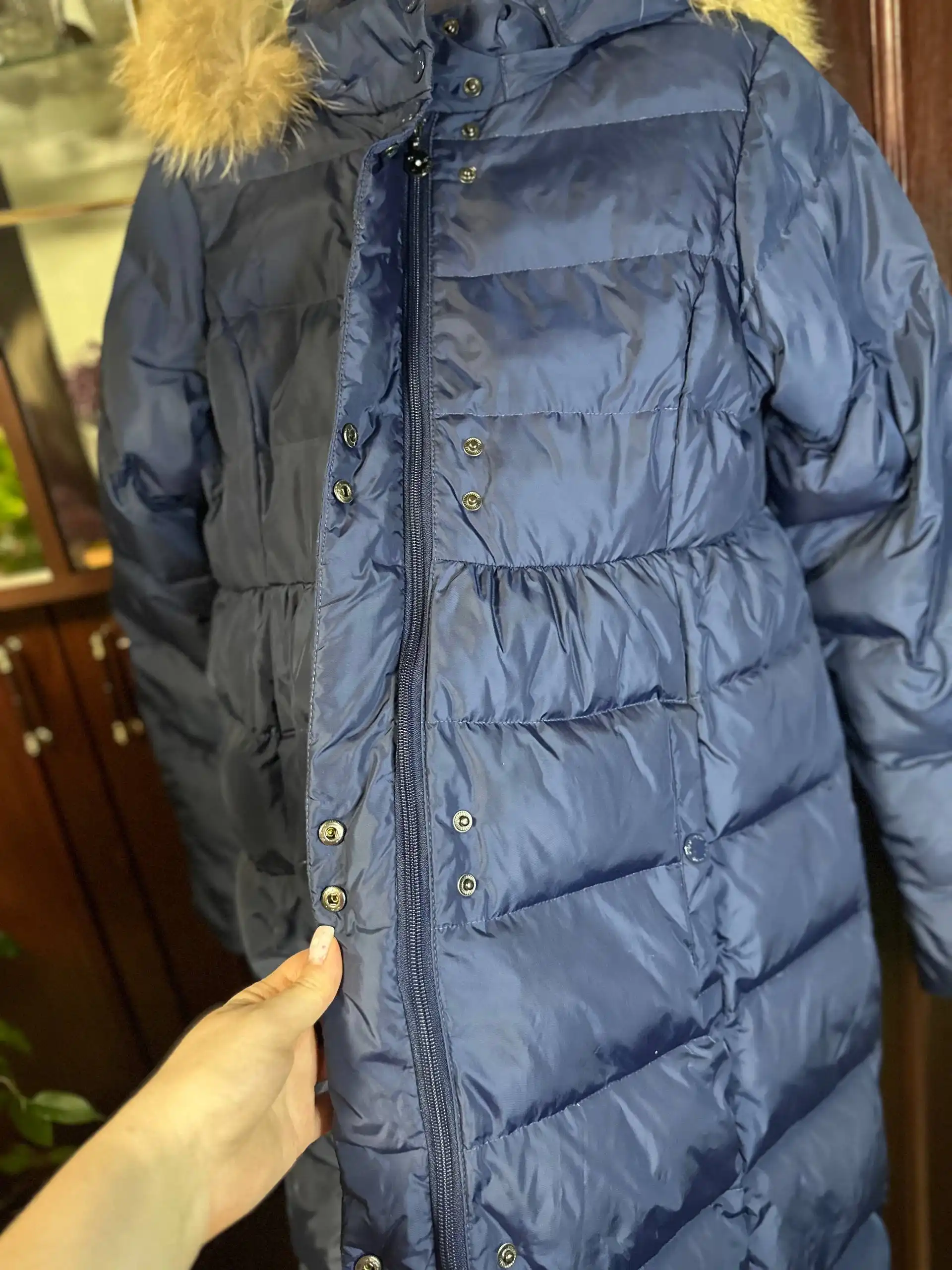 Детский синий пуховик Aviva размер 164 см