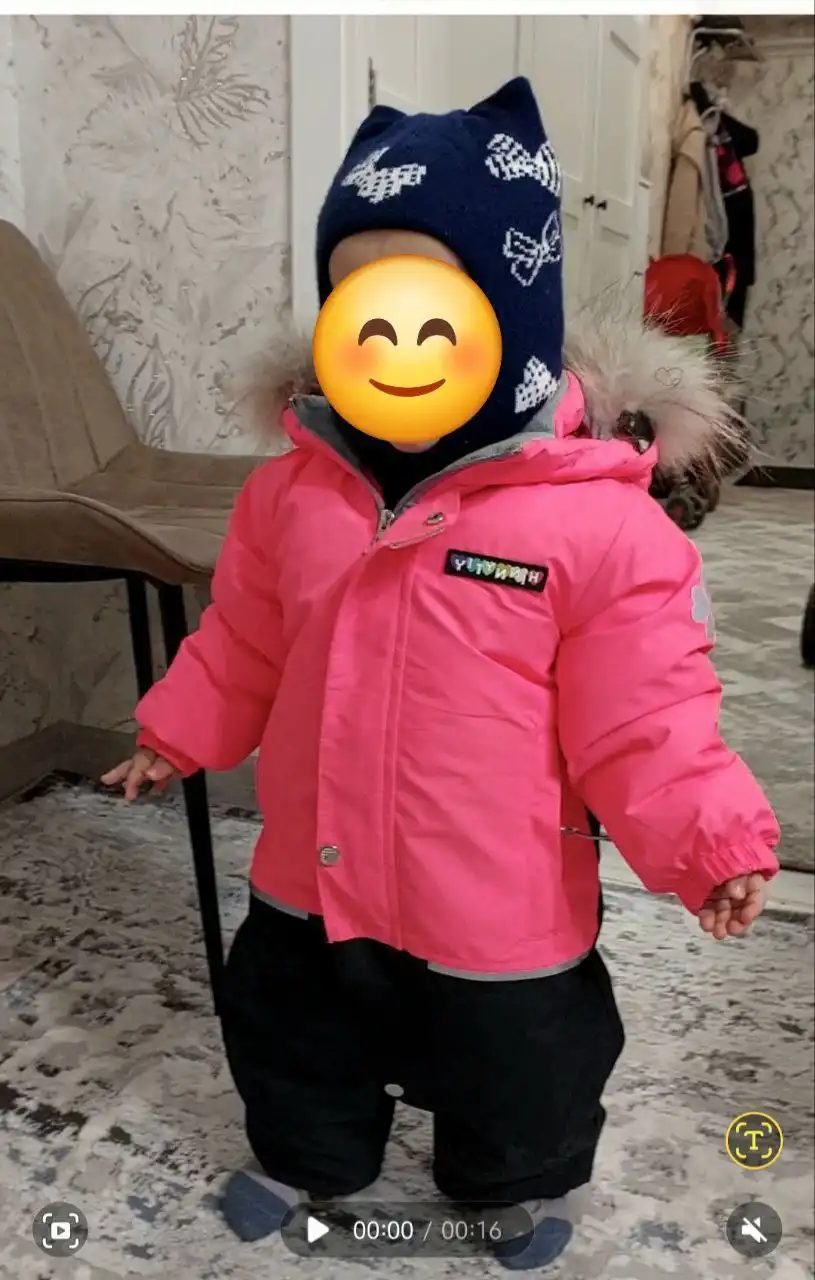 Детский зимний комбинезон на девочку 86 см