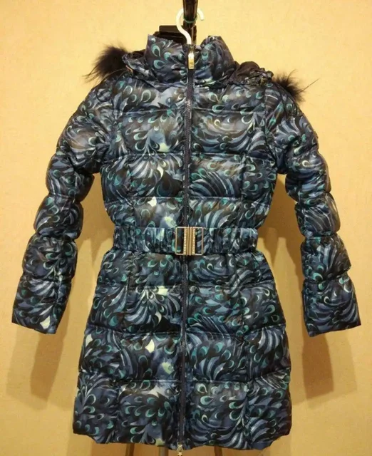 Зимнее пуховое пальто для девочки с мехом енота - Одежда в Люберцы