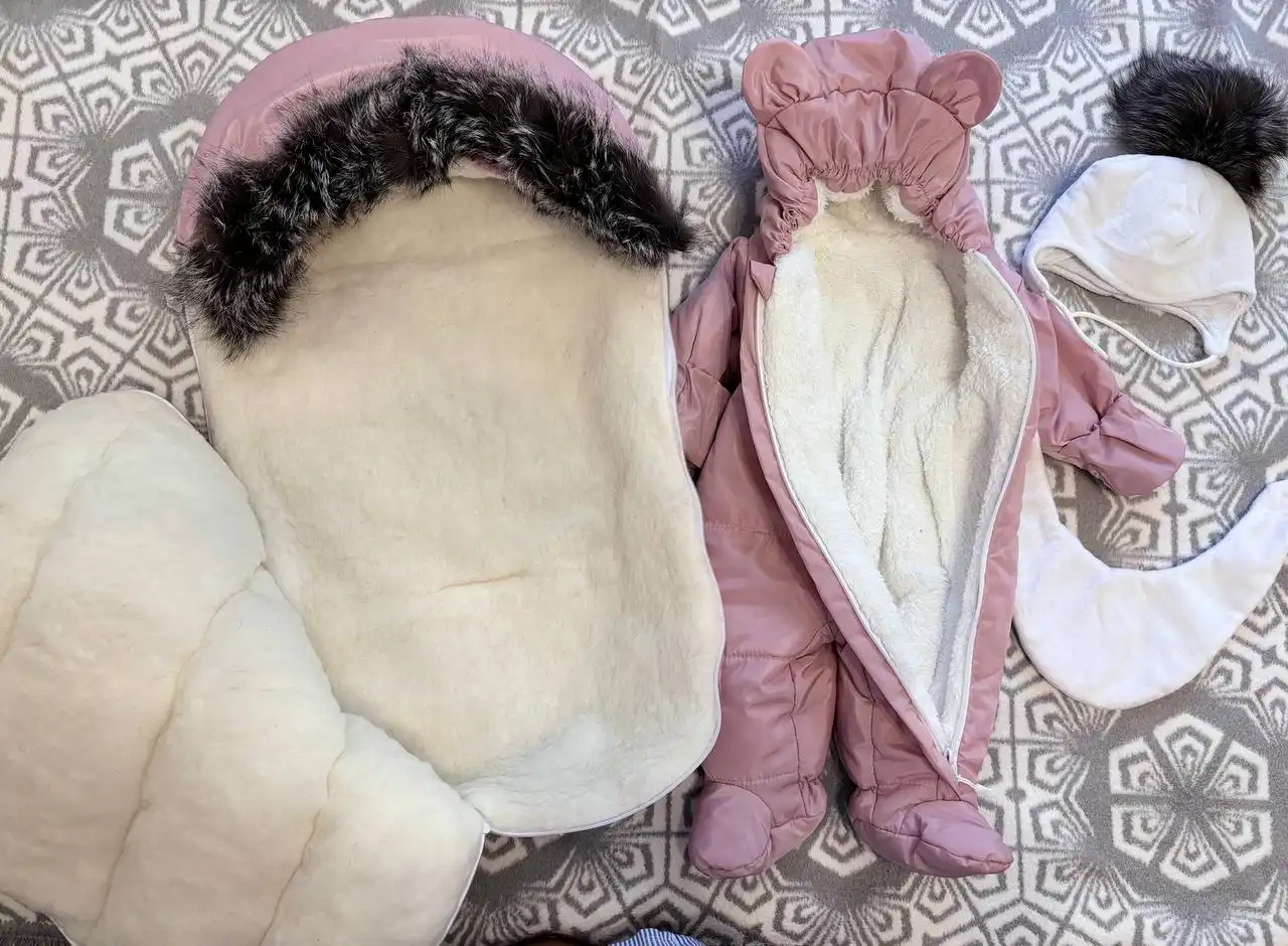 Зимний конверт на овчине для новорожденных