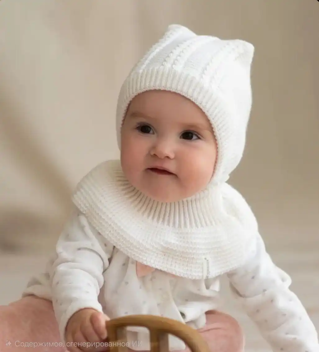 Шапочка для малышей молочного цвета на пуговке - Одежда для детей (Товары для детей) в Люберцы