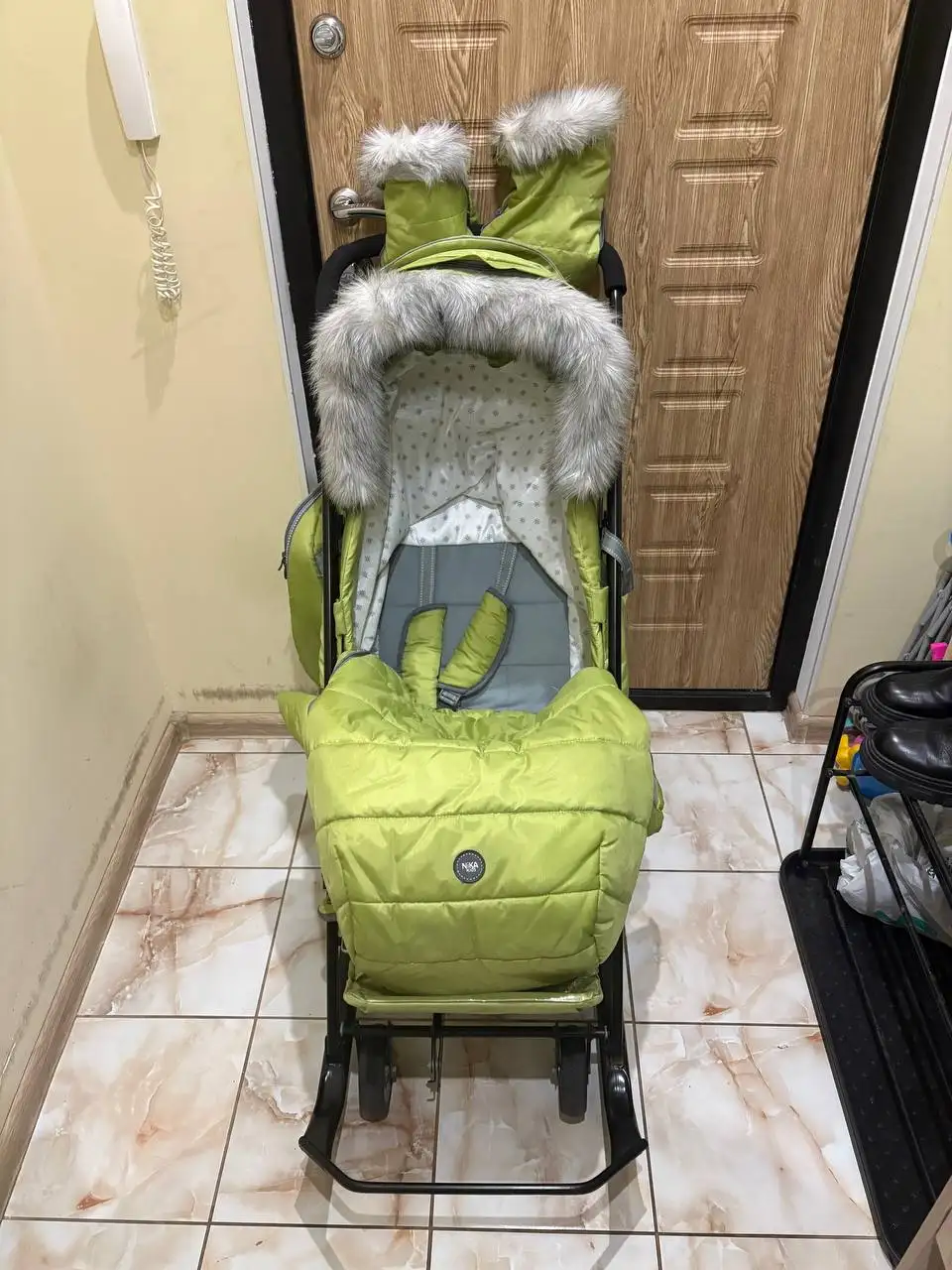 Санки-коляска ДЕТЯМ 7-5SK ОЛИВКОВЫЙ NIKA б/у - Коляски и санки (Товары для детей) в Люберцы