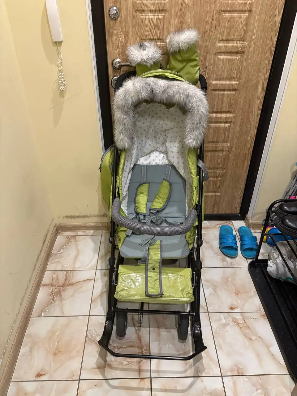 Санки-коляска ДЕТЯМ 7-5SK ОЛИВКОВЫЙ NIKA б/у - Коляски и санки (Товары для детей) в Люберцы