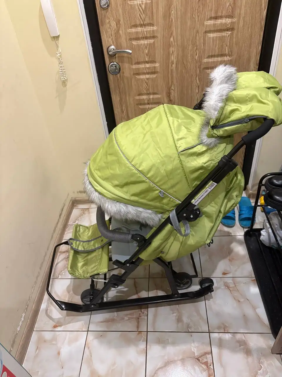 Санки-коляска ДЕТЯМ 7-5SK ОЛИВКОВЫЙ NIKA б/у - Коляски и санки (Товары для детей) в Люберцы