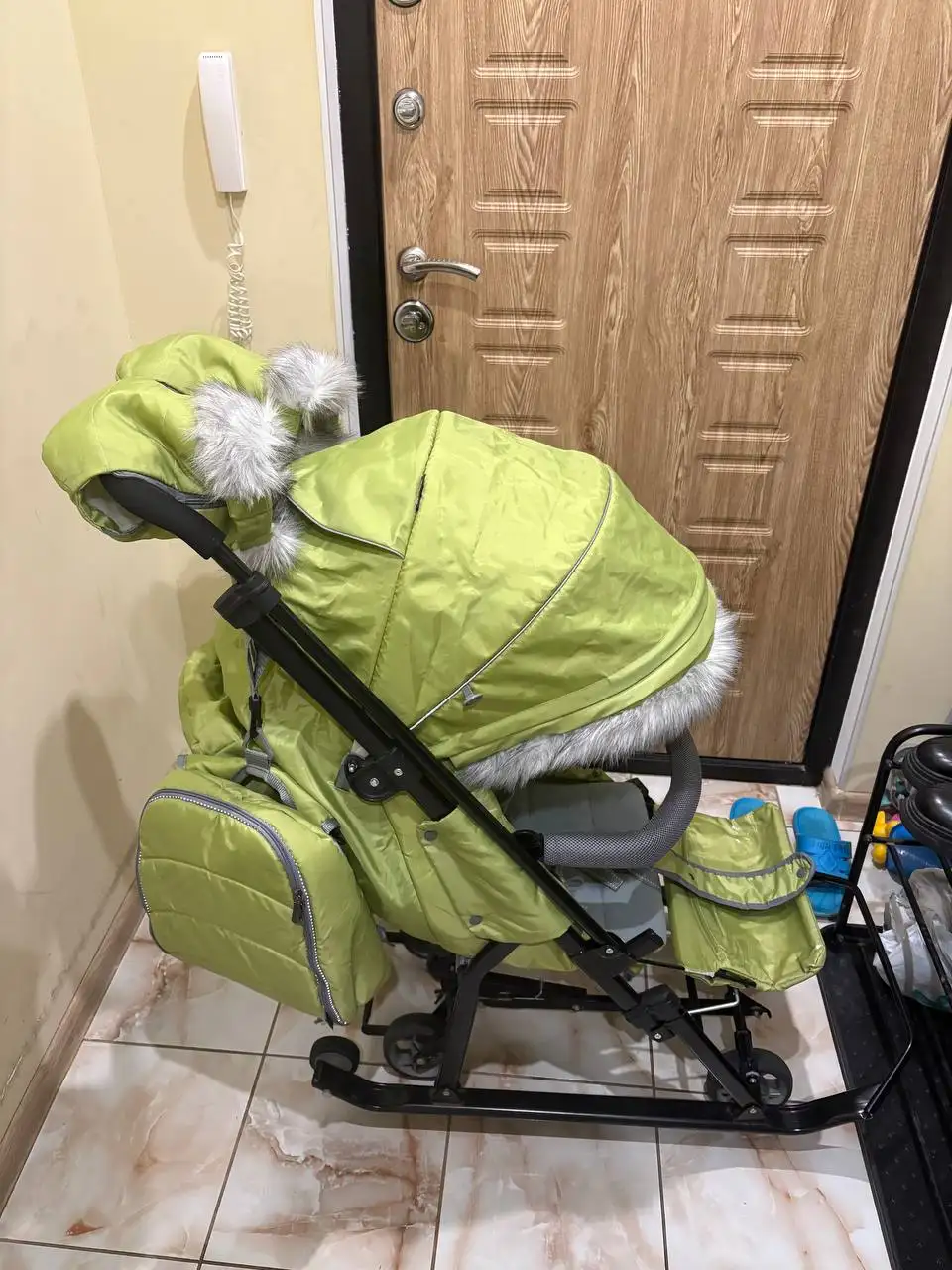 Санки-коляска ДЕТЯМ 7-5SK ОЛИВКОВЫЙ NIKA б/у - Коляски и санки (Товары для детей) в Люберцы