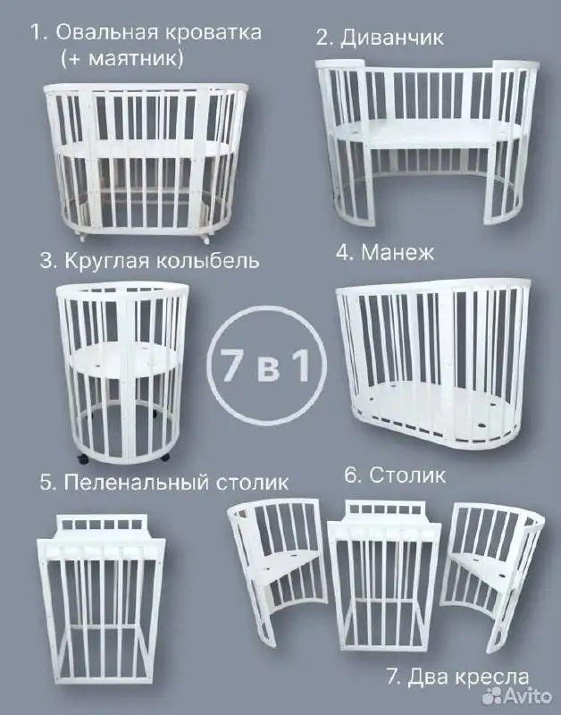 Детская кроватка 7в1 с матрасом - Детская мебель (Товары для детей) в Некрасовка