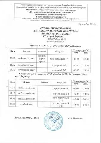 Прогноз погоды на Новый год в Якутске - частное объявление в Якутск