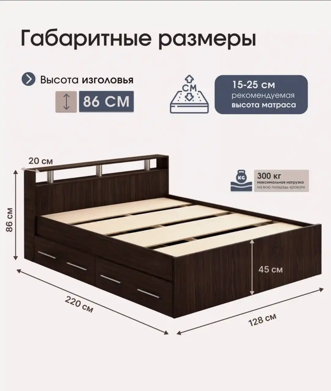 Продается б/у кровать с матрасом и выдвижными ящиками - Для дома и дачи в Ростов-на-Дону