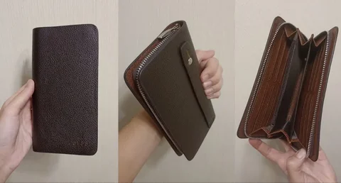 Мужской кошелёк из искусственной кожи коричневого цвета - Штативы в Томск