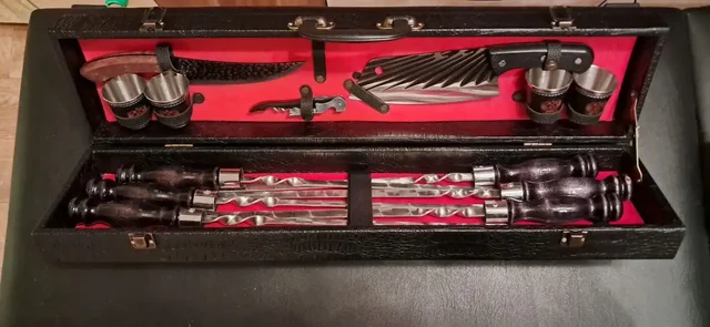 Продам набор для шашлыка из 13 предметов в кожаной обмотке - Посуда и кухонные принадлежности в Томск