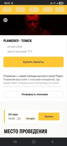Продам билет на Пламенева - Музыкальные носители в Томск