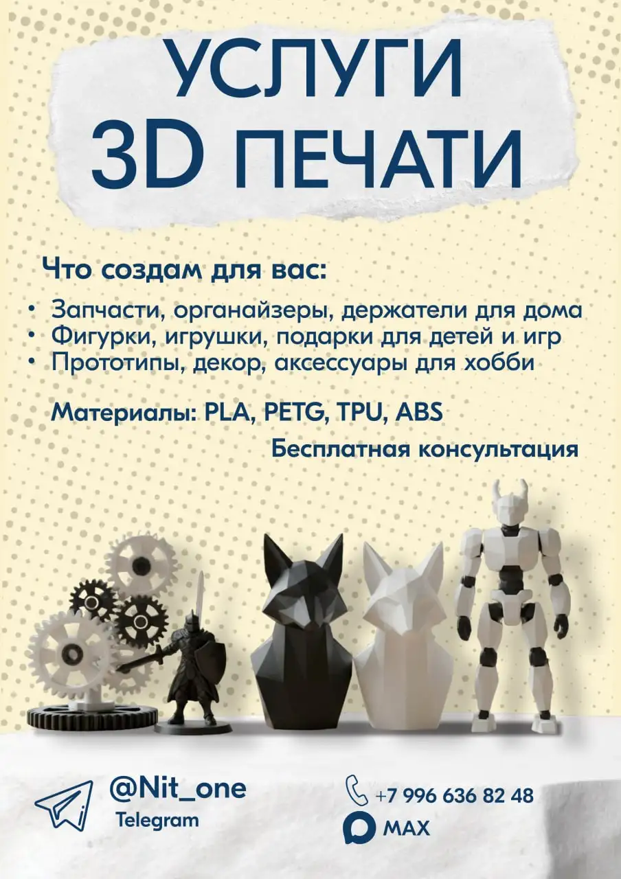3D-печать на заказ: модели, запчасти, детали и элементы декора - 3D-печать (Услуги) в Томск