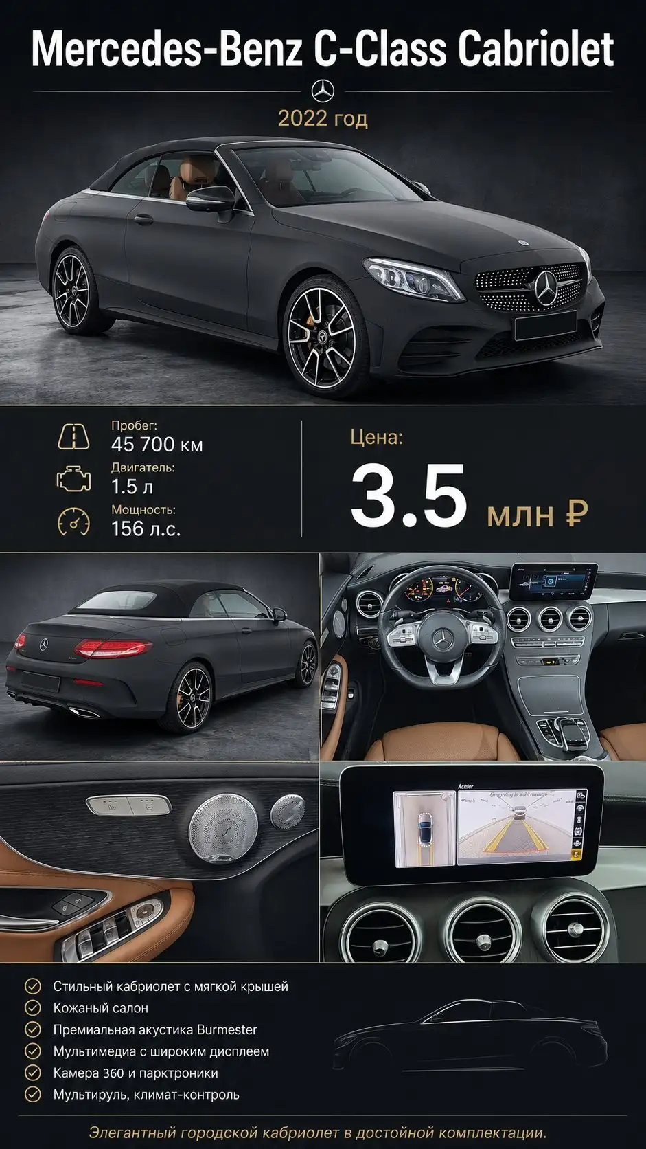 Mercedes-Benz C-Class Cabrio 2022 - Кабриолеты (Авто) в Москва