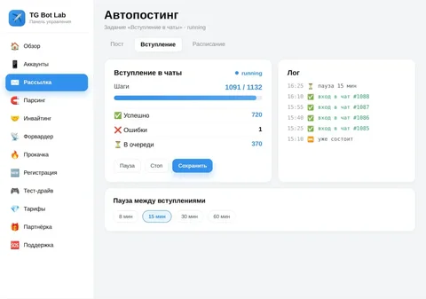 Telegram бот для массовых действий - Кэшбэк-сервисы в Москва