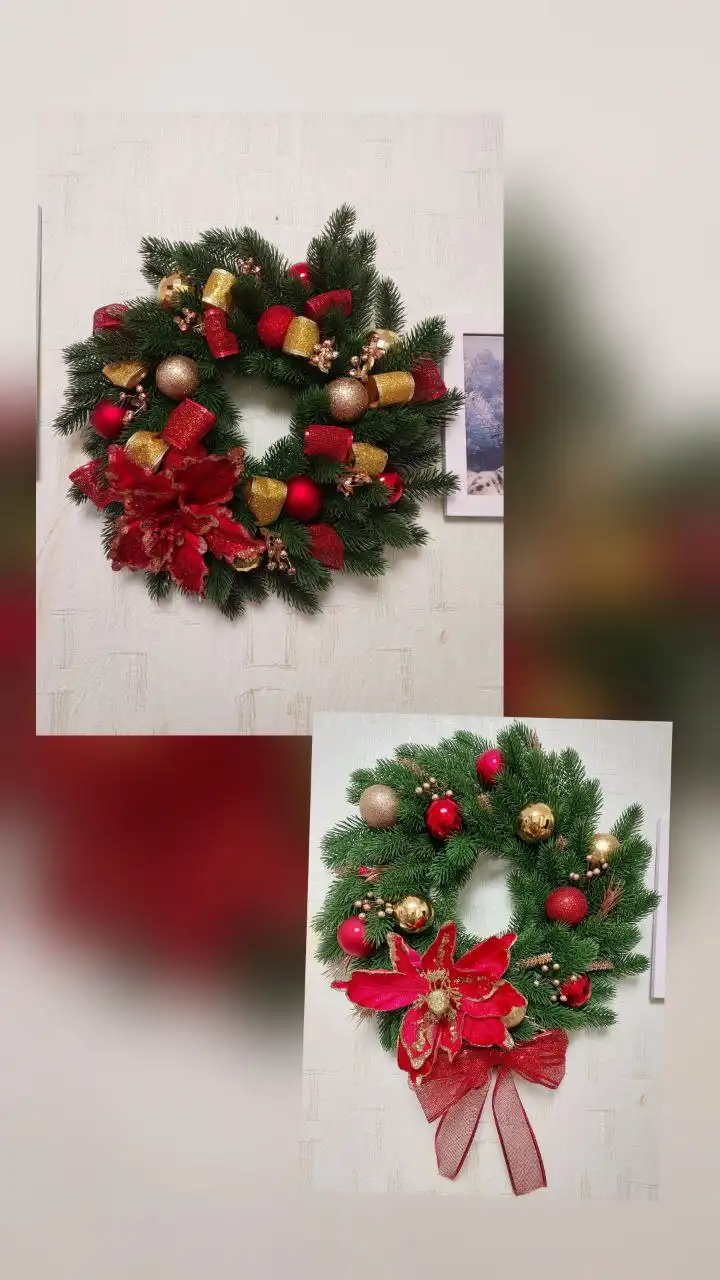 Новогодний декор и елочки на высокой ножке