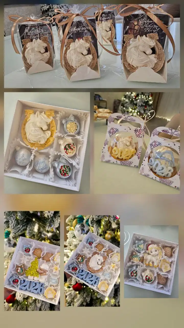 Композиции из зефира на подарки к Новому году