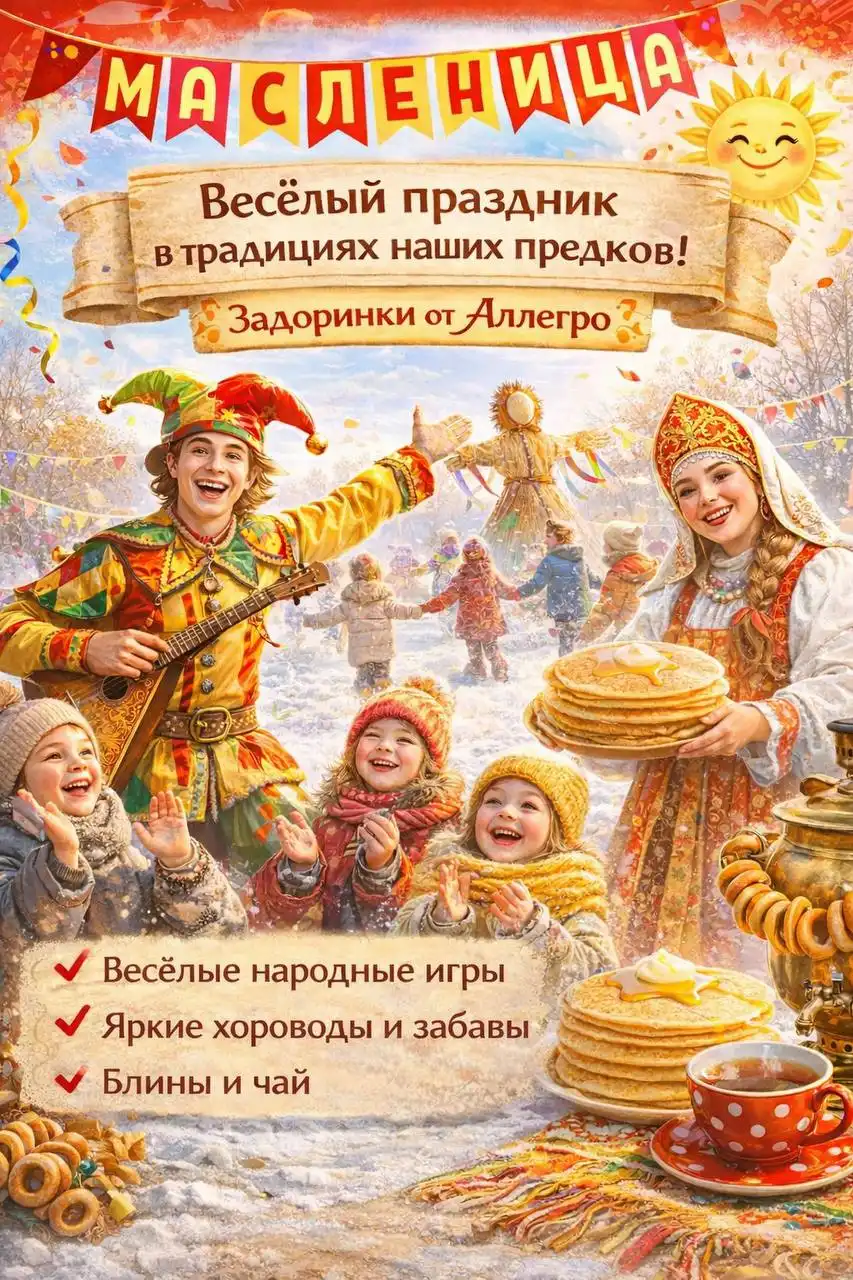 Масленица «Задоринки» от студии «Аллегро» для детей - Праздники и мероприятия (Услуги) в Оренбург